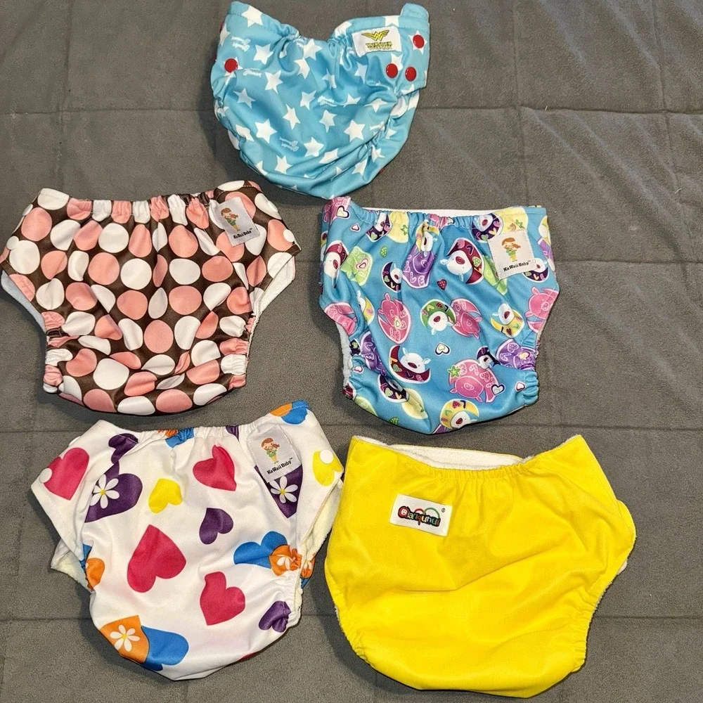 Cloth Pocket Diapers‎ Bumkins Wonder Woman & Kawaii Prints Lot of 5